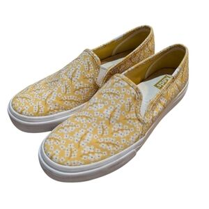 KEDS Double Decker Yellow Floral Slip-On Canvas Sneakers Women Shoes Size 8